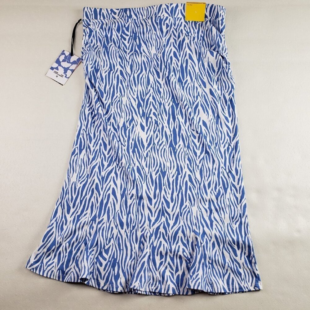 DVF x Target A Line Skirt Womens Large Blue Knit Midi Diane Von Furstenberg NEW - Picture 8 of 14